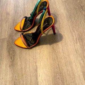 Kurt Geiger Crystal Studded Sandals. Studded Bird Head on Ankle Strap.